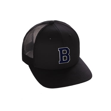 Structured Trucker Mesh Hat Custom Colors Letter R Initial Baseball Mid Profile (Olive Black White Black
