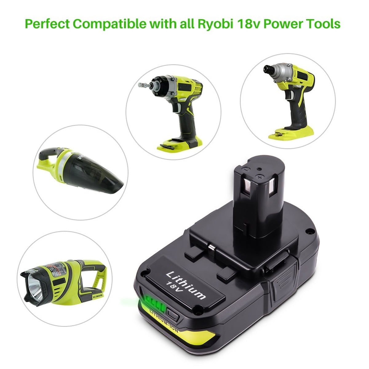 2X for Ryobi P102 3.6Ah 18V Lithium-Ion Compact Battery P104 P108 RB18L25 RB18L40 RB18L50