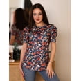 thumbnail image 3 of Blusa Zeagoo elegante con mangas abullonadas con estampado floral para mujer, 3 of 5
