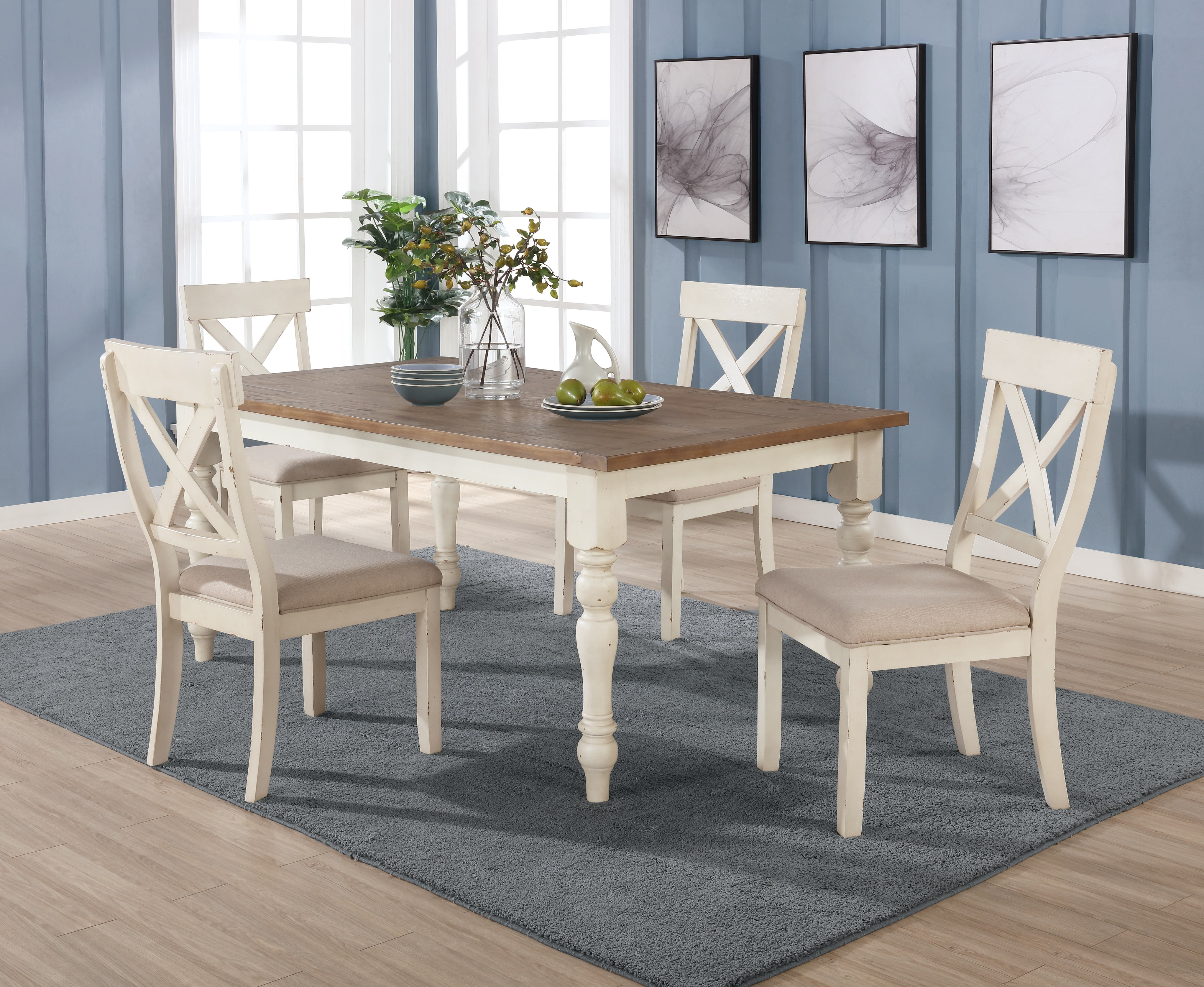 Roundhill Furniture Prato 5-piece Dining Table Set With Cross Back