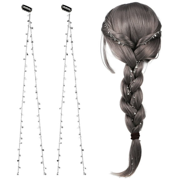 OFFIGAM 2 Pieces Hair Chains for Braids and Hair Extensions with Star Tassel Design Accessories