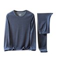 thumbnail image 3 of Blekii Men's Thermal Underwear Set, Long Sleeve Top & Bottom Base Layer, Non-Binding Warm Loungewear, Winter Heattech Sleepwear, Cold Weather Indoor Set, Essential Layer for Outdoor, 3 of 10