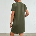thumbnail image 4 of Robes Femmes DYTTDG Robe pour Femme Col Rond Manches Courtes Ample Décontractée Mini-Robe avec Poches Économies jusqu'à 30 % de Rabais Vert Armée,2TG, 4 of 7