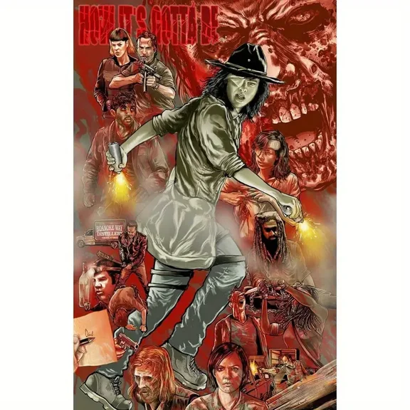 Diamond Painting Kits for Adults, The Walking Dead Carl DIY Round Full Drill 5D Diamond Art for Home Wall Decor