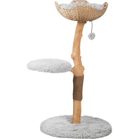 Wooden Cat Tree Tower  Modern Single Branch Cat Condo  Cat Climbing Furniture  Bullet Gray