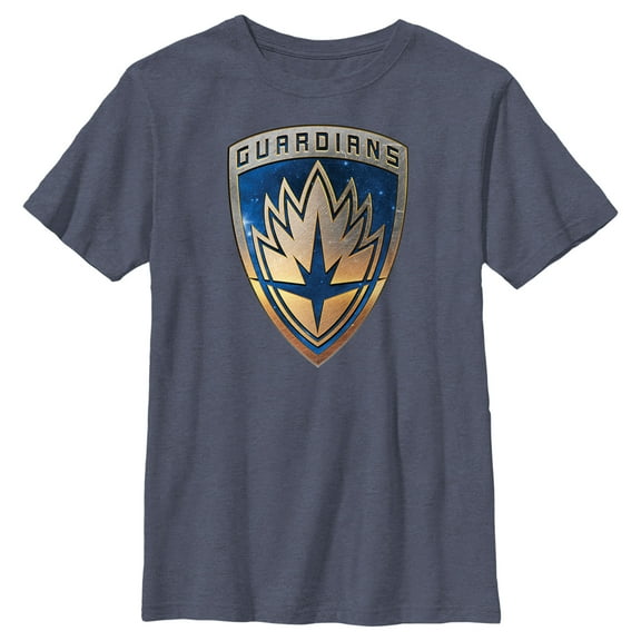 Boy's Guardians of the Galaxy Vol. 3 Metallic Badge  Graphic Tee Navy Blue Heather Large