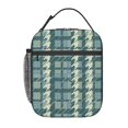 thumbnail image 1 of YFYANG Reusable Adult / Children Portable Lunch Bag, Green Abstract Checkered Pattern Hands-Free Buckle Handle Insulation / Cold Bag for School, Work, Picnics, Travel, 1 of 6