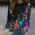 thumbnail image 4 of Womens Christmas Tops Xmas Tree Printed Long Sleeve Crewneck Loose Graphic Sweatshirts Holiday Festive Tops (XL, Purple 02), 4 of 5