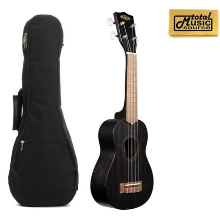 Kala KA-15S BLK Satin Mahogany Soprano Ukulele (Black), Bag Pack