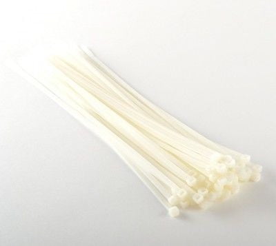 50 Piece Pack of 11' Long White Plastic Cable Zip Pull Tie Tye Cabletie Clamp