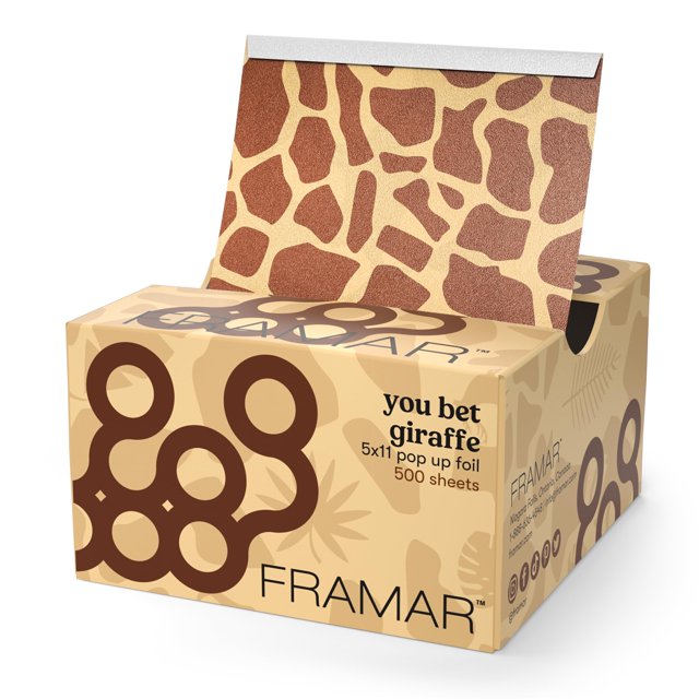 Framar Giraffe Pop Up Hair Foil Hojas de papel de aluminio Láminas para el cabello para resaltar - 500 hojas de papel de aluminio