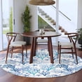 thumbnail image 3 of Marine Coral Round Area Rug 8Ft Washable Large Circle Rugs for Living Room Dorm, Coastal Ocean Underwater Starfish Summer Blue Non-Slip Carpet Floor Mats Indoor Outdoor Carpet Runner Home Decor, 3 of 8