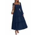 thumbnail image 1 of Vestido PRETTYGARDEN 2025 Maxi Azul Marino Manga Larga M, 1 of 7