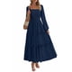 thumbnail image 1 of Vestido PRETTYGARDEN 2025 Maxi Azul Marino Manga Larga M, 1 of 7
