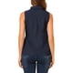 thumbnail image 3 of CAMISA SIN MANGAS DE CUELLO PUNTA PARA MUJER CHIC DE UN SOLO BOTÓN M AZUL OSCURO, 3 of 7