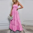thumbnail image 7 of Women's Summer Maxi Dress Casual Boho Sleeveless Smocked Tiered Long Beach Sun Dresses Square Neck Ruffle Flowy Dresses, 7 of 7