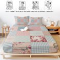 thumbnail image 5 of Queen Size Fitted Sheet Set - Vintage Patchwork 3 Piece Bedding Sets 16" Deep Pocket Fitted Sheet with 2 Pillowcases, Country Floral Farm Checkered Wooden Plank Brushed Microfiber Hotel Bed Sheets, 5 of 9