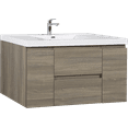 thumbnail image 6 of 48" Floating Wall Mounted Bathroom Vanity Cabinet with Ceramic Sink and Drawers, One-Piece Sink Basin, Grey, 6 of 11