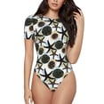 thumbnail image 2 of Goofa Sea ​​Urchin Printed Women Rash Guard Short Sleeve,Tummy control Swimsuit Surfing Swimsuit Bathing Suit One Piece Swimsuit UPF 50-Large, 2 of 9