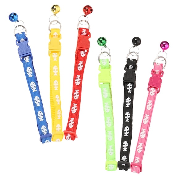 ADDHAT 6-Pack Adjustable Dog Collars with Bells, and Wear-Resistant for Outdoor Use, Assorted