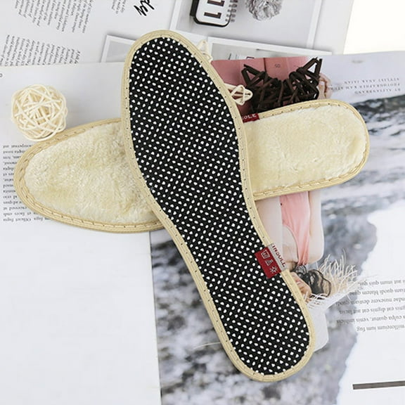 Mobutofu 2Pairs Non-slip Insoles for Boots Imitation Wool Insoles for Men and Women 11.8x4.3x0.7in