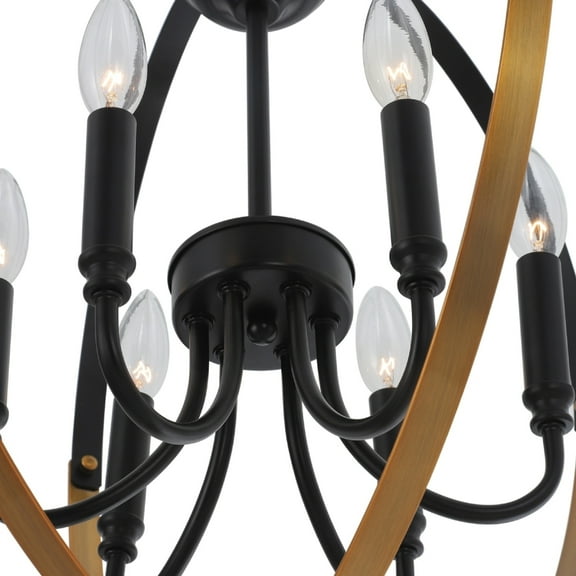 CHLOE Lighting WINONA Transitional 6 Light Matt Black and Antique Brass Finish Hanging Ceiling Pendant 20" Wide