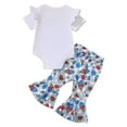 thumbnail image 7 of Ymyiu Girls Summer Sets Casual Girls Clothing Set Short Sleeve Prints Romper Bodysuit Pants Headbands Outfits Set for Girl 3 6 Months (Blue,3-6 Months), 7 of 7