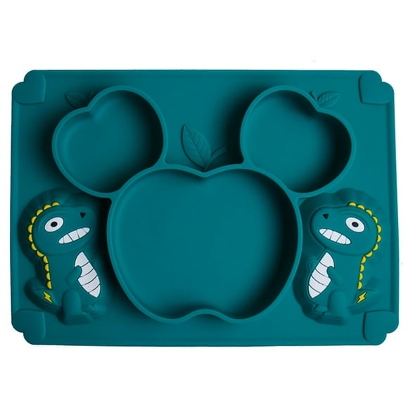 CIMAXIC 1pc Silicone Divided Plate Portable Non Skid Suction Baby Dinner Plate Bowl,11.02"X7.87"X1.57"