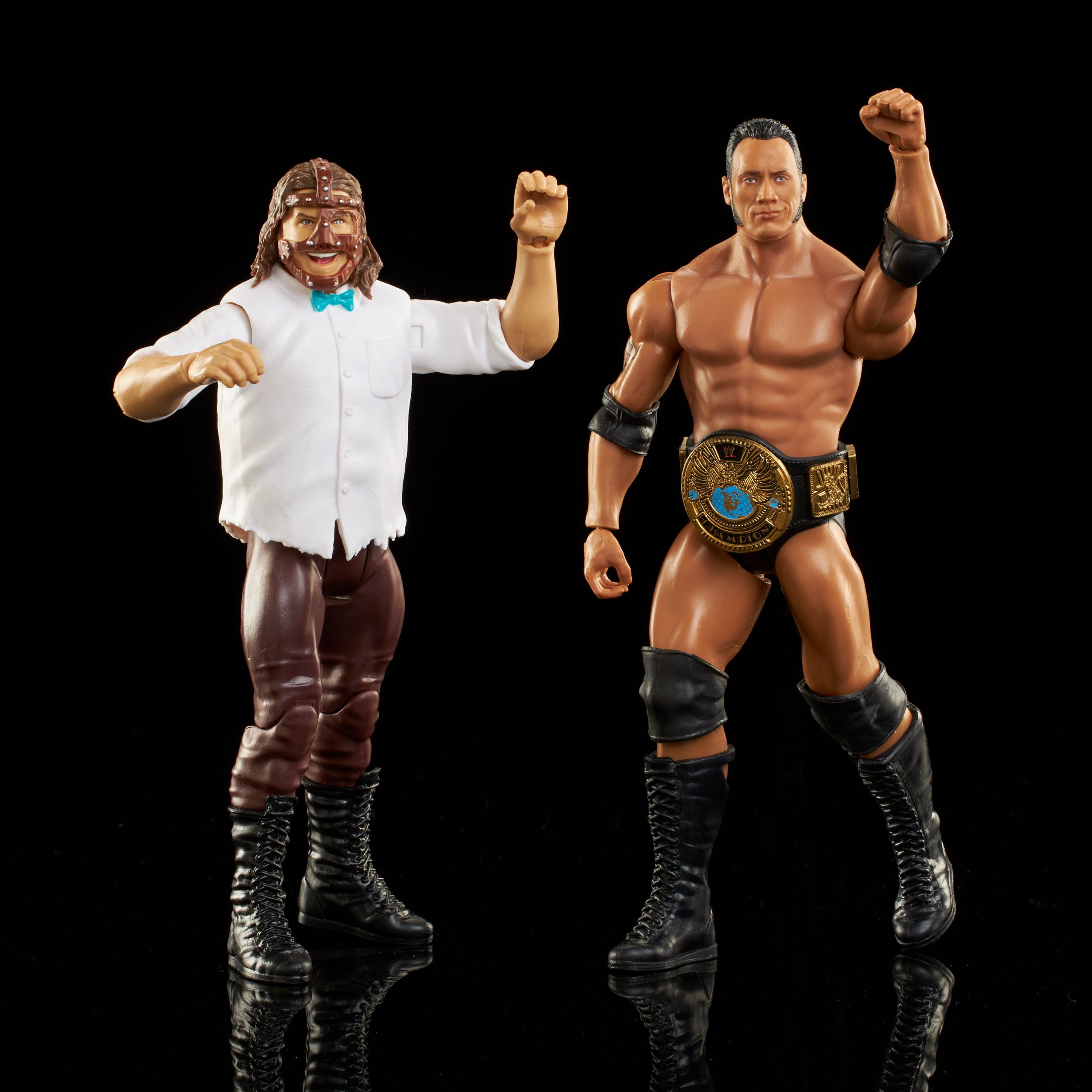 WWE Championship Showdown The Rock vs Mankind Collectible Action Figures 2-Pack, Multicolor, 0.69 lb