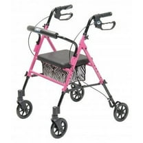 Lumex Set N' Go Adjustable Rollator-Pink with Zebra Pouch-Seat Height Adjusts From 18"-22", 14 Pound