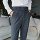 thumbnail image 2 of Pantalones de hombre color café Nadir, pantalones casuales de negocios con botones de París, de un solo pliegue, que suavizan tu silueta, 2 of 4
