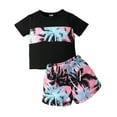 thumbnail image 5 of GYRATEDREAM Toddler Baby Boy Clothes Beach Short Sleeve Tropical Print Hawaiian T-Shirt Top and Drawstring Shorts Set 2PCS Summer Outfit for 12-18M Black, 5 of 6