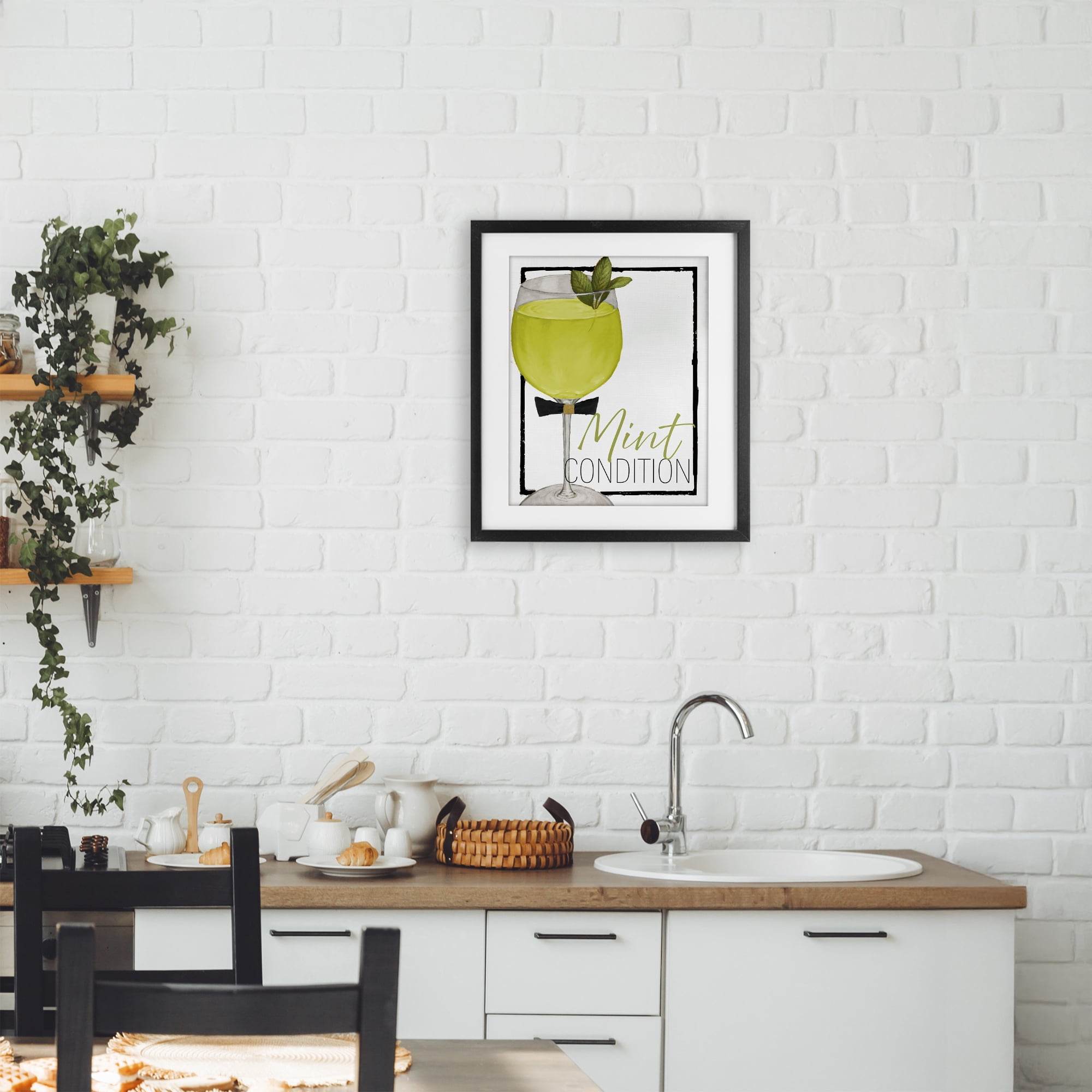 Stupell Industries Mint Condition Cocktail Black Framed Print Under Glass, design by Lorenzo Collective