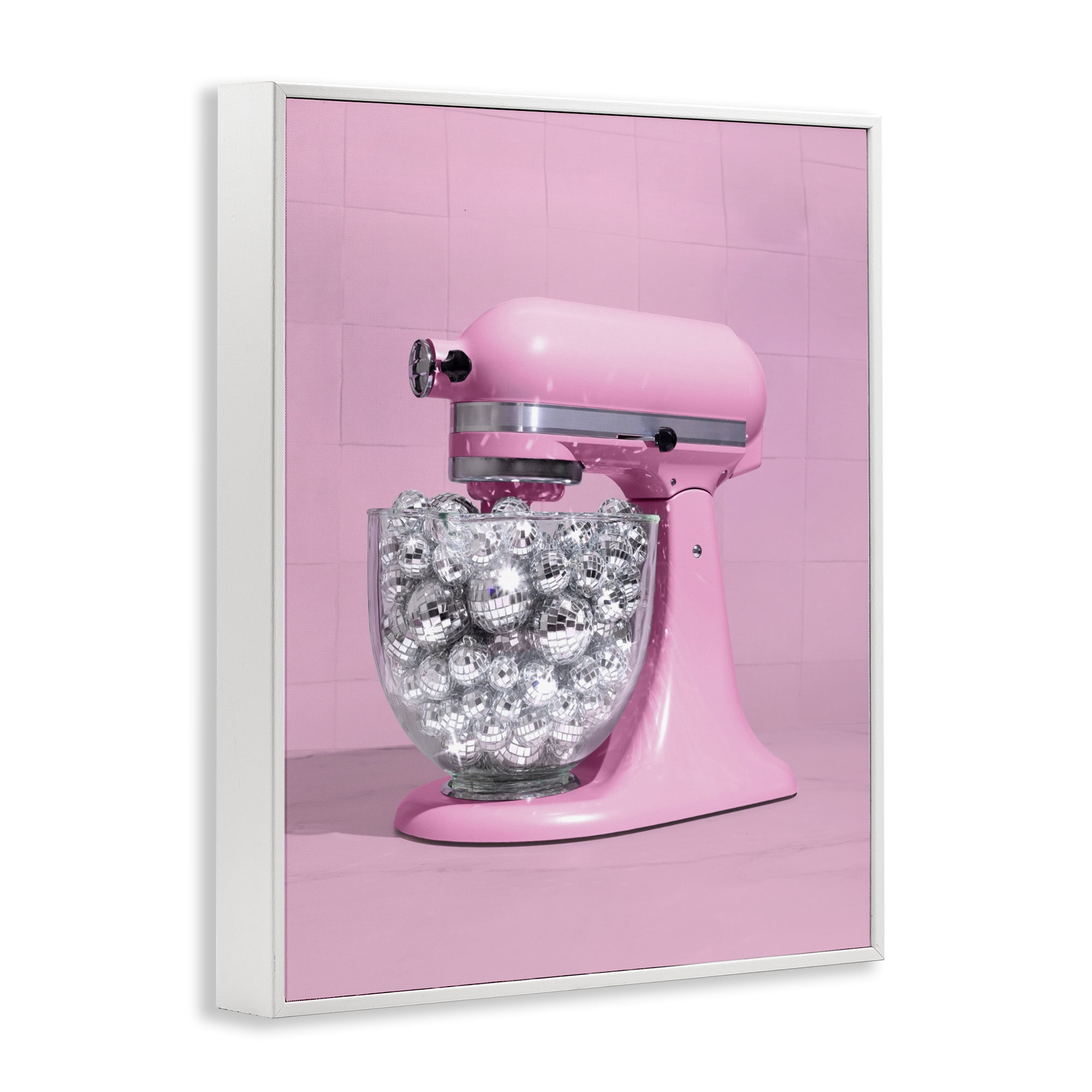 Stupell Industries Disco Kitchen Mixer over Pink White Framed Giclee Art, design by LISH Creative