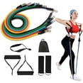 thumbnail image 1 of Bandas de resistencia Juego de bandas de resistencia con 5 tubos de fitness, correas para los pies, asas, anclajes para puertas, 1 of 5