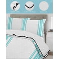 thumbnail image 4 of Quilts Queen Size Bedding Set, Teal Green Striped Lightweight Quilted Comforter, Farmhouse Simple Line Vertical Stripes Soft Reversible Bedspread Coverlet with Pillow Covers for All Season, 90" x 96", 4 of 7