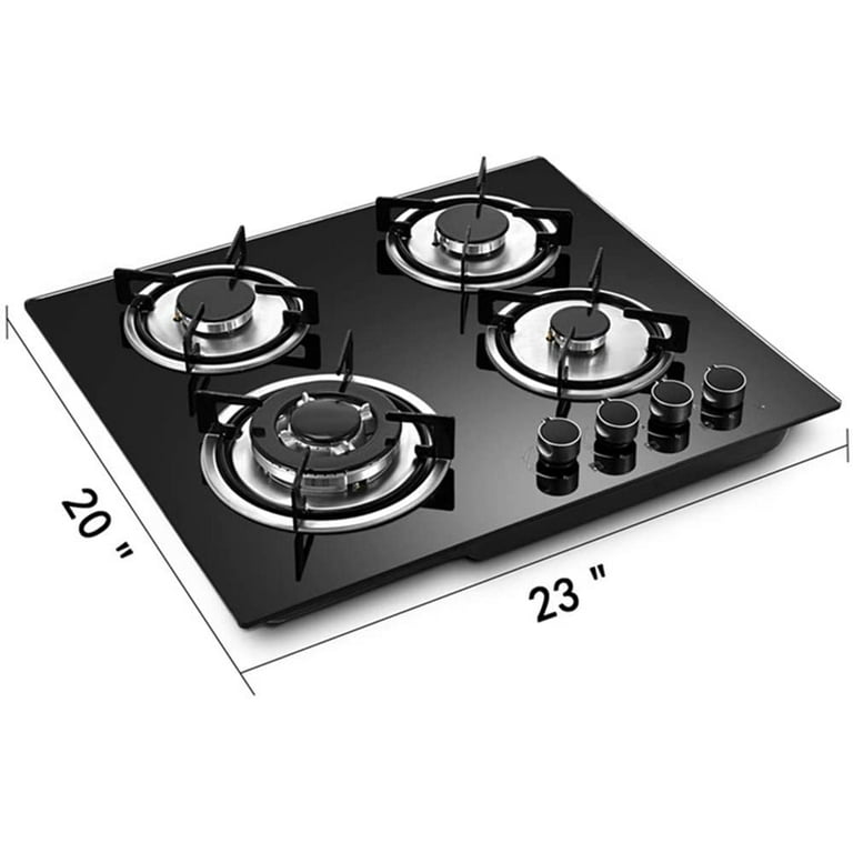 ANQIDI 23 Gas Cooktop 4 Burners Gas Stove Black Built In Stovetop Tempered Glass Sureface Gas Hobs 4 Burners Walmart