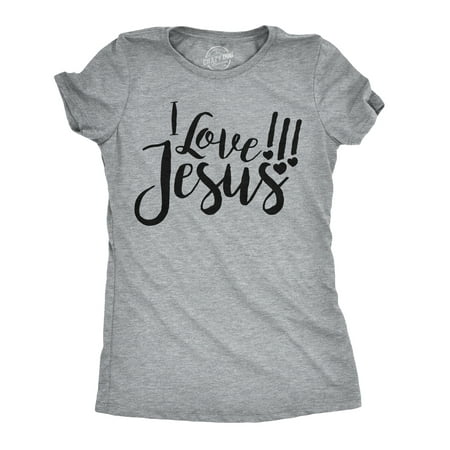 Womens I Love Jesus Tshirt Cute Religious Easter Sunday Church Praise (Sunday Best Clothes Shop)