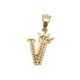 thumbnail image 5 of Cadena y dije de brillos con corona de oro laminado letra V, 5 of 7