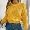 thumbnail image 5 of Fgnfyis Women Knit Sweater Long Sleeve Pullover Tunic Soft Warm Comfortable Loose Fit Fashion Top for Fall andWinter Yellow XL, 5 of 7