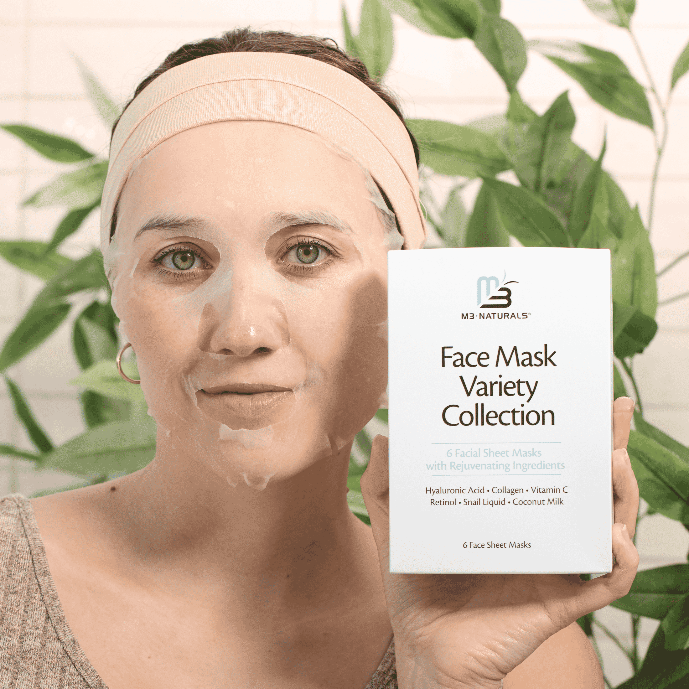 M3 Naturals Face Sheet Masks, 6 Pack – Hydrating, Brightening & Skin Care Treatment for All Skin Types