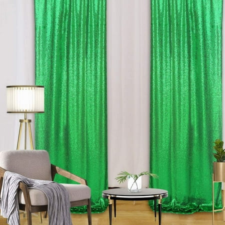 Image of SoarDream Sequin Backdrop 2 Panels Shimmer Wall Backdrop 2ftx8ft Sequin Backdrop Green Photo Backgrounds Party Holiday Backdrop Decorations