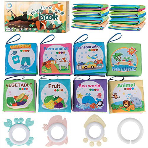 Baby Soft Book Multifunction Crinkle Cloth Book with Teether Educational Toy 