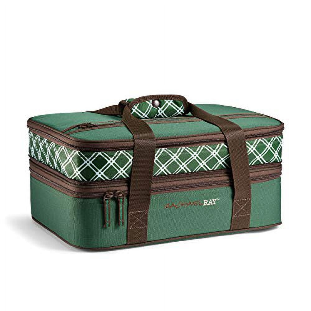 Rachael Ray Expandable Lasagna Lugger Insulated Casserole Carrier Fits 9 x13 Baking Dish Forest Green Plaid Walmart