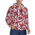 thumbnail image 2 of Lsque Red Hawthorn Pattern Casual Men's Hoodie,Hooded Sweatshirt with Kangaroo Pocket,Pullover Hoodie-Medium, 2 of 7