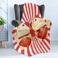 thumbnail image 4 of Japanese Cat Soft Flannel Fleece Throw Blanket, Starburst Lines Funky Luck Having Fun Cat Lover, Cozy Plush for Indoor and Outdoor Use, 50" x 60", Dark Coral Cream, by Ambesonne, 4 of 5