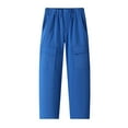 thumbnail image 2 of Great Gifts for less 7-14 Years Children's Fashion Solid Color Loose Drawstring Pocket Ankle Work Pants Long Pants Blue 7-8 Years, 2 of 7