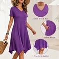 thumbnail image 4 of MecTo Summer Dresses for Women Soft V-neck Short Sleeve T shirts Asymmetrical Hem Casual Dress with Pockets, 4 of 8
