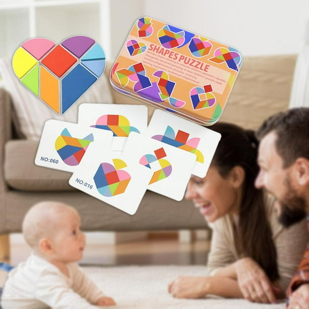 Bloques de de Conjunto Geométrico Mandipulativo Forma Puzzle Classic Educational Montessori Tangram Juguetes para Forma CUTICAT Bloques de rompecabezas de Tangram