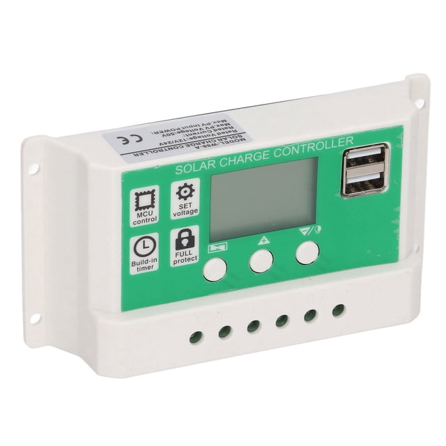 Controlador de carga solar microprocesador Identificación automática Pantalla LCD Controlador solar PWM 24V 12V Puerto USB dual ABS para la industria ANGGREK Otros